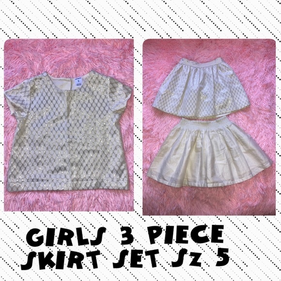 🌸🌼🌺GIRLS GOLD SKIRT SET TOP 2 SKIRTS NWT Sz 5